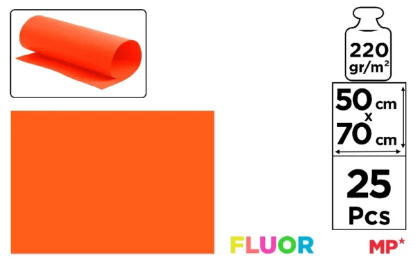 MP CARTONCINO 70X50CM 220G ARANCIONE FLUO