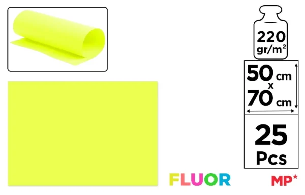 MP CARTONCINO 70X50CM 220G GIALLO FLUO