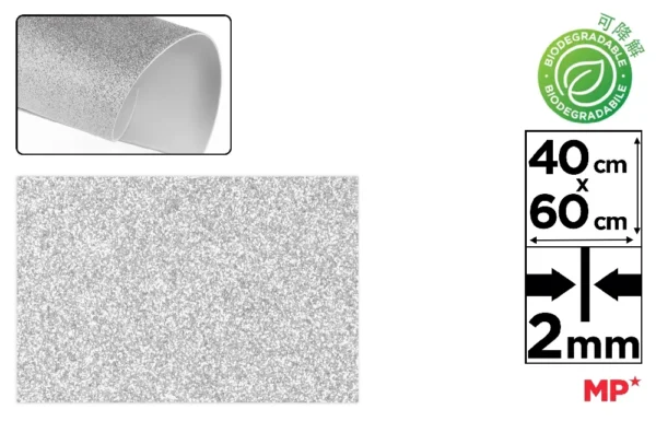 MP GOMMA EVA GLITTERATO 40X60CM BIO ARGENTO
