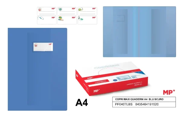 MP COPRIMAXI QUADERNI A4  BLU SCURO TRASPARENTE