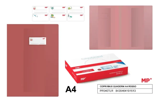 MP COPRIMAXI QUADERNI A4 ROSSO TRASPARENTE