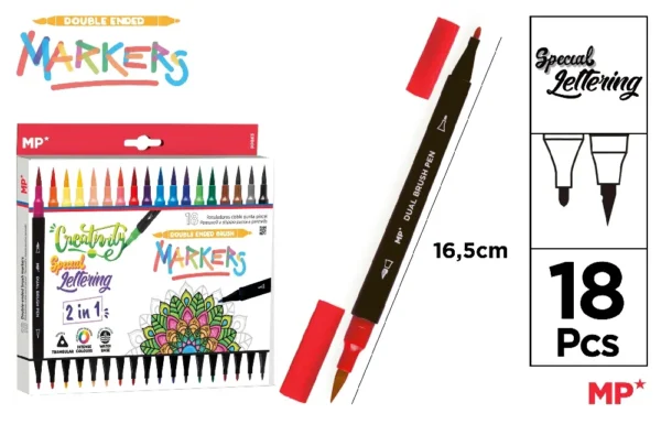MP PENNARELLI DOPPIA PUNTA LETTERING 18 COLORI