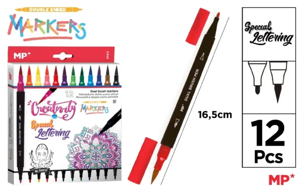MP PENNARELLI DOPPIA PUNTA LETTERING 12 COLORI