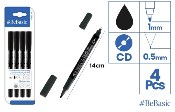 BEBASIC MARCATORE PERM. A DOPPIA PUNTA 0.5/1MM