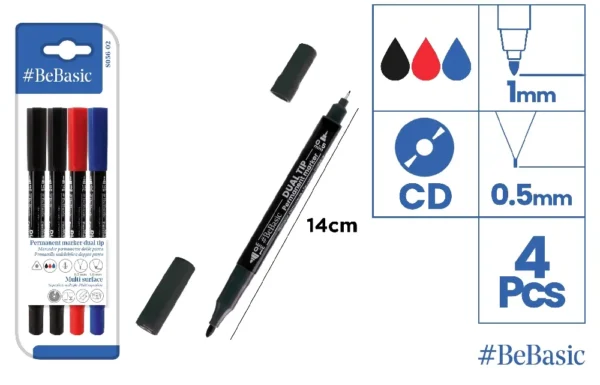 BEBASIC MARCATORE PERM. A DOPPIA PUNTA 0.5/1MM