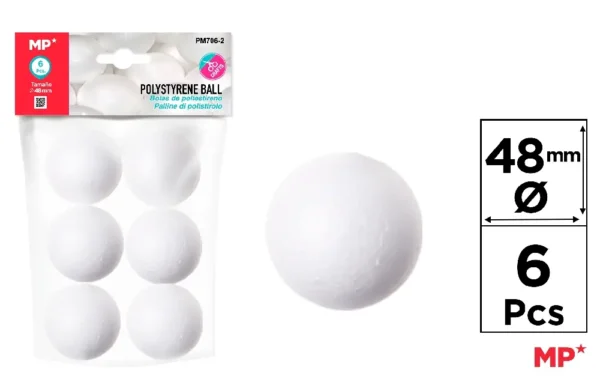 MP SFERA IN POLISTIROLO 48MM 6PZ BIANCO