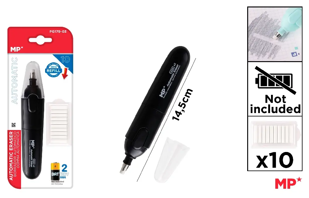 MP PORTAGOMMA AUTOMATICO + RICARICHE NERO