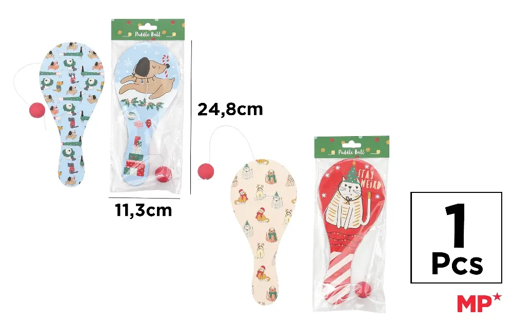 MP RACCHETTA IN LEGNO CON PALLA NATALIZIA