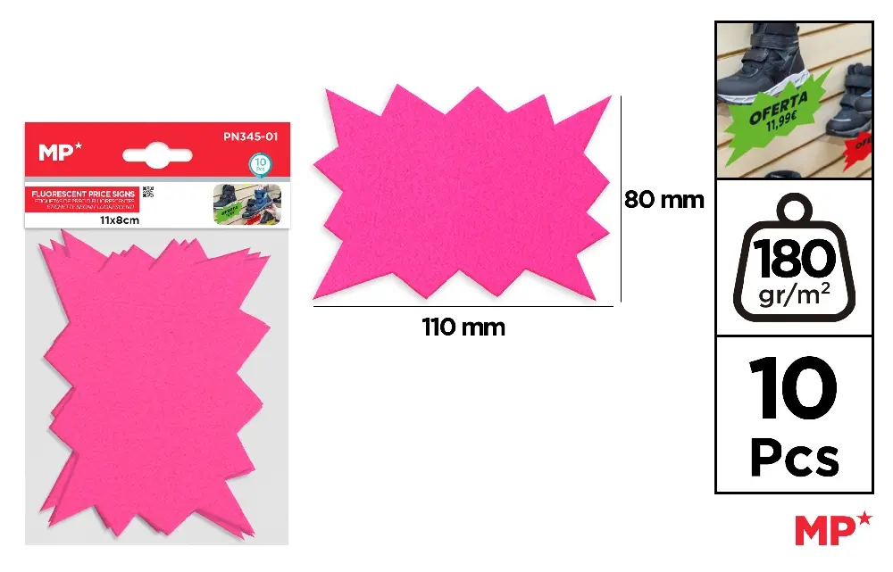 MP ETICHETTE PREZZO 110X80MM 10F ROSA FLUO