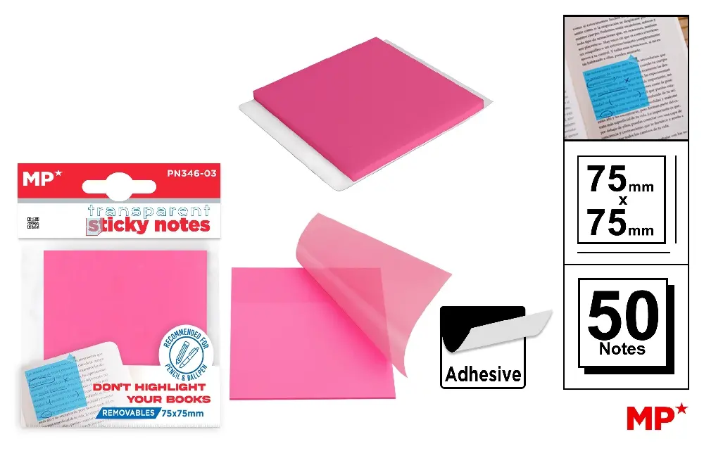 MP NOTE ADESIVE TRASPARENTI 75X75MM 50F