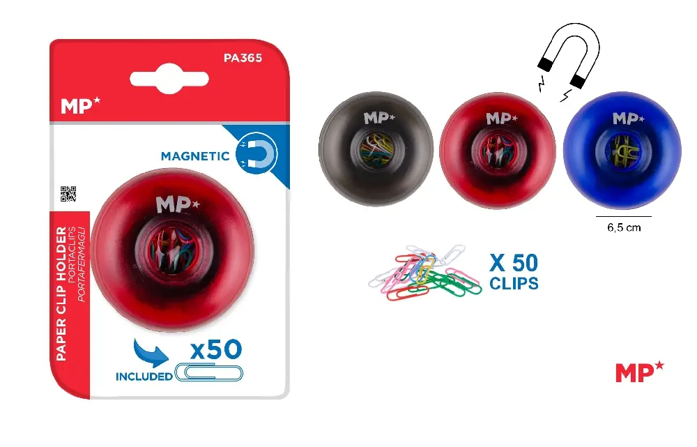 MP PORTACLIP ROTONDO MAGNETICO COL. ASS. + 50 CLIP