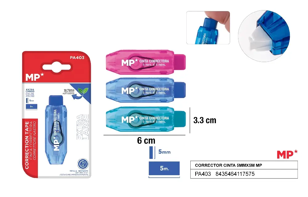MP CORRETTORE A NASTRO A SCATTO 5MM X 5M COL. ASS.