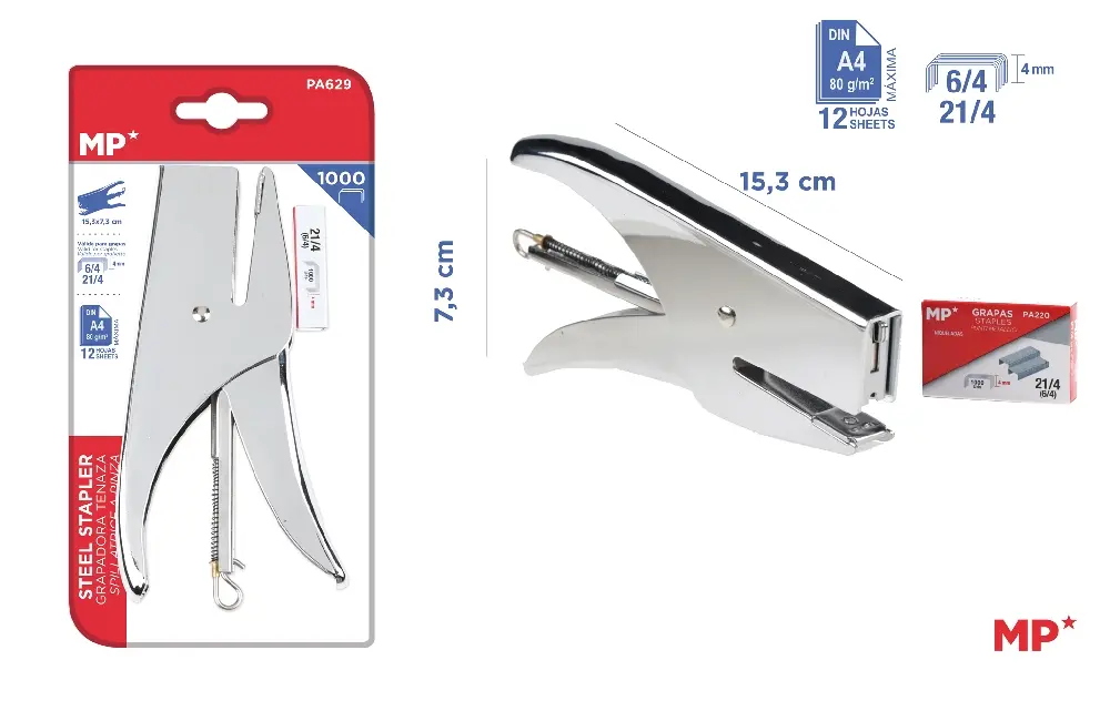 MP PINZATRICE 15.3X7.3CM 6/4 21/4 METAL + RICARICA