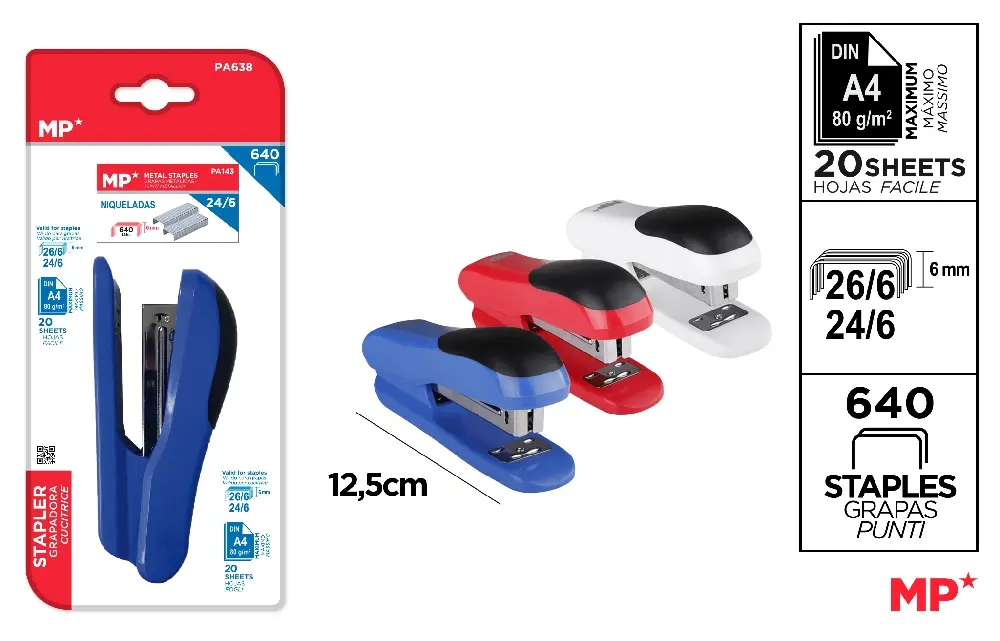 MP PINZATRICE 24/6 26/6 124X34MM COL. ASS. + RICAR