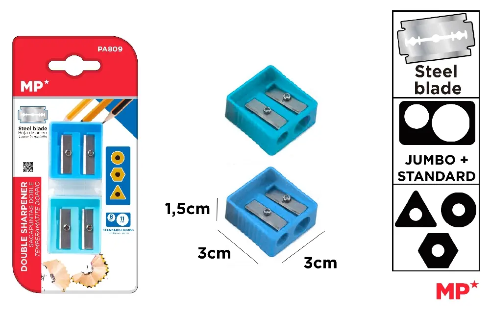 MP TEMPERAMATITE DOPPIO FORO PLASTICA COL. ASS. 2P