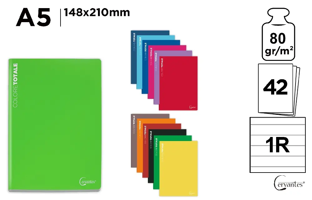 CERVANTES QUADERNO A5 42FF/80GR 1R