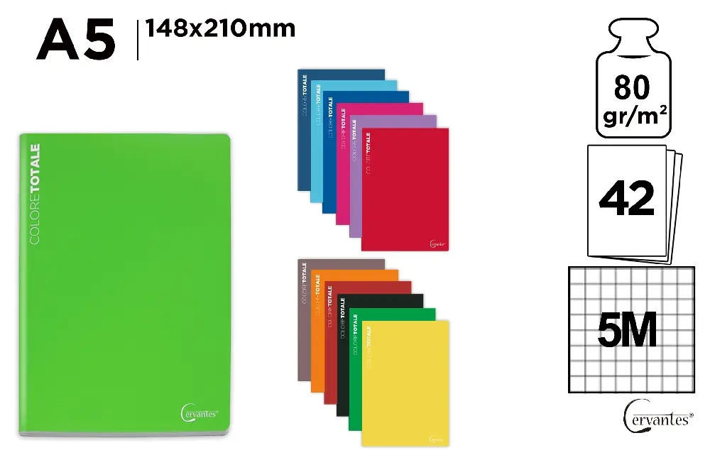 CERVANTES QUADERNO A5 42FF/80GR 5M