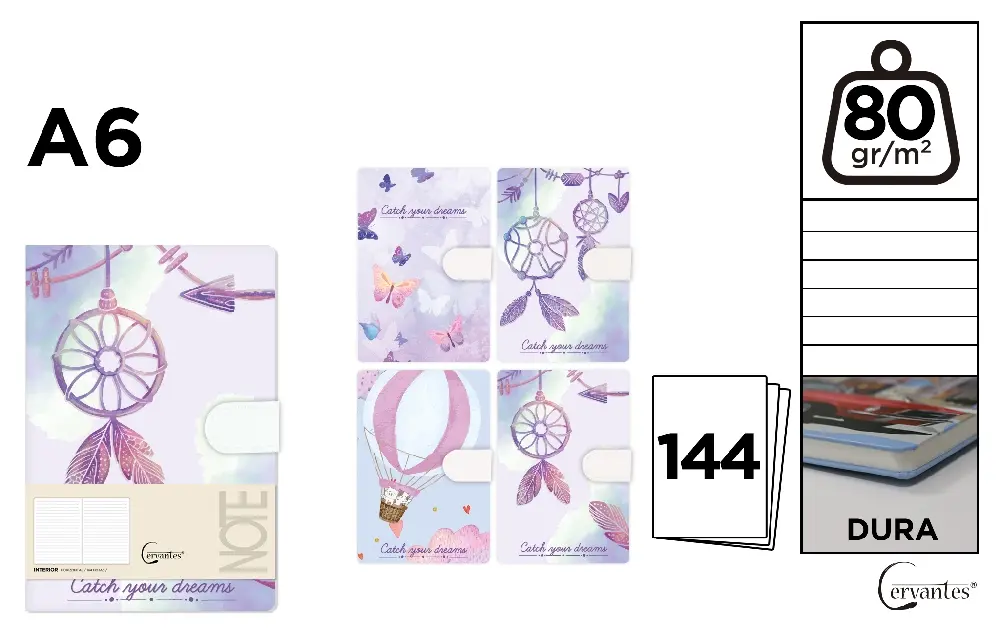 CERVANTES TACCUINO CON CHIUSURA MAGNETICA A6