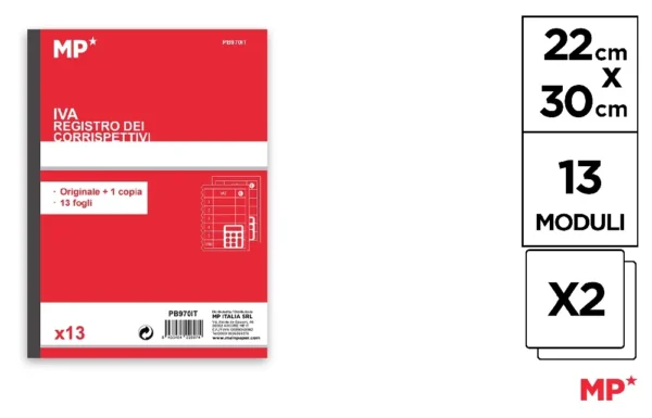 MP REGISTRO DEI CORRISPETTIVI IVA 13 MODULI – Mainpaper Shop