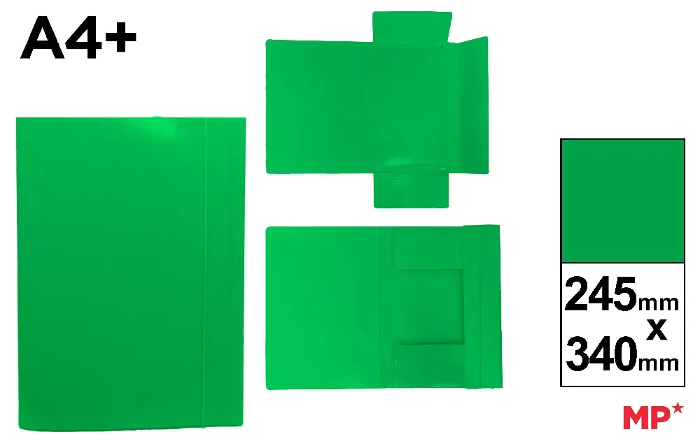 MP CARTELLA 3 LEMBI CON ELASTICO 26X35 VERDE