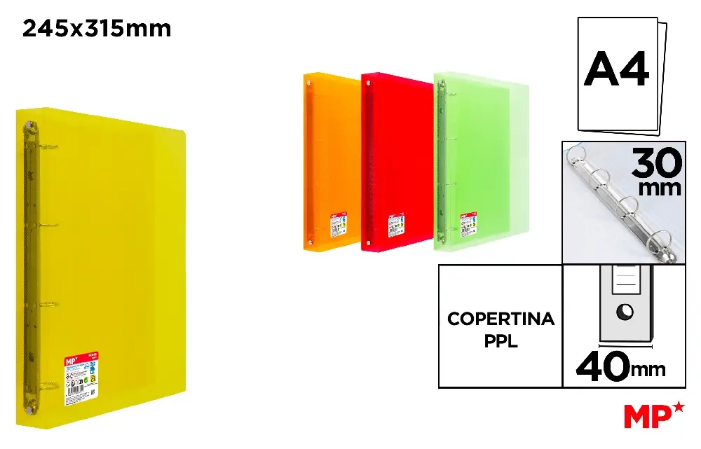 MP RACCOGLITORE PPL A 4 ANELLI D3 A4 COL. TRAS.