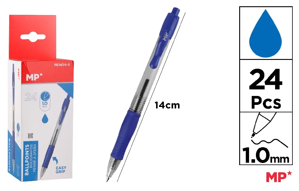 MP PENNE SFERA A SCATTO 1.0MM BLU