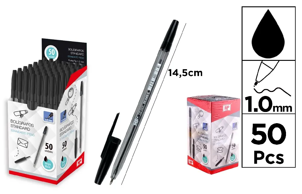 MP PENNE SFERA 1.0MM 50PZ NERO