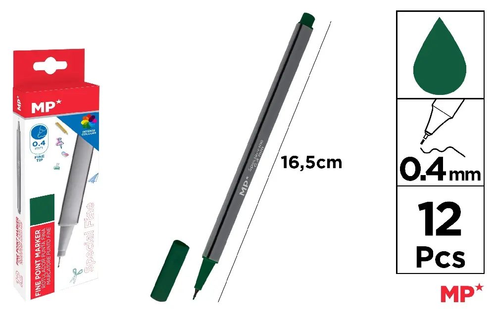 MP PENNA PUNTA FINE 0.4MM VERDE SCURO