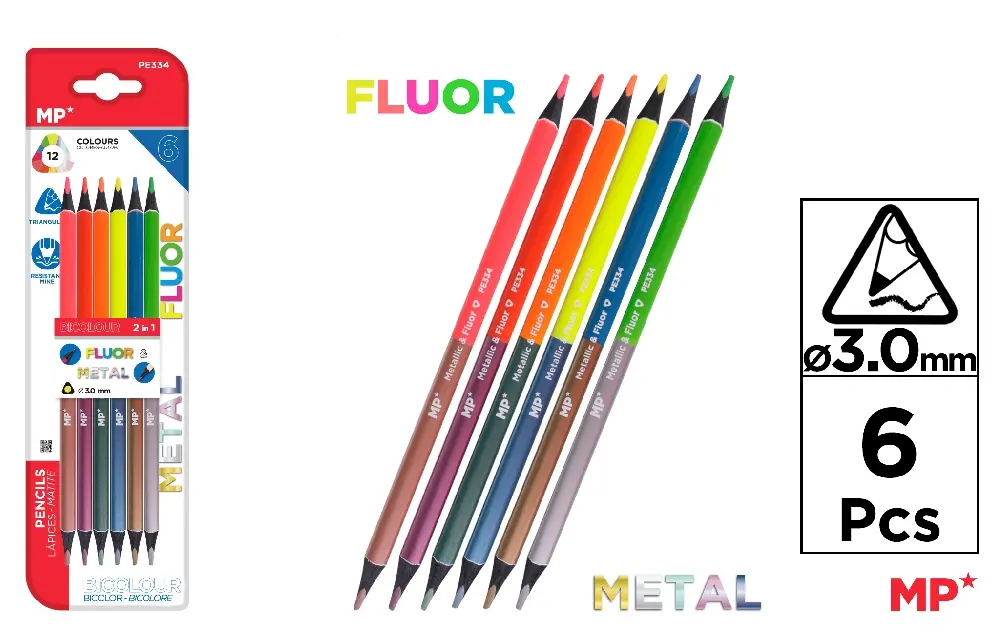 MP MATITE FLUO TRIANG. DOPPIA PUNTA 6PZ (12COL)
