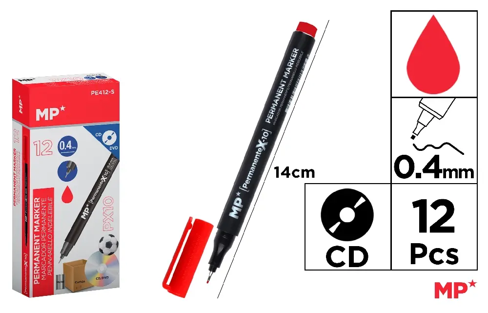MP MARCATORE CD/DVD PUNTA FINE 0.4MM ROSSO