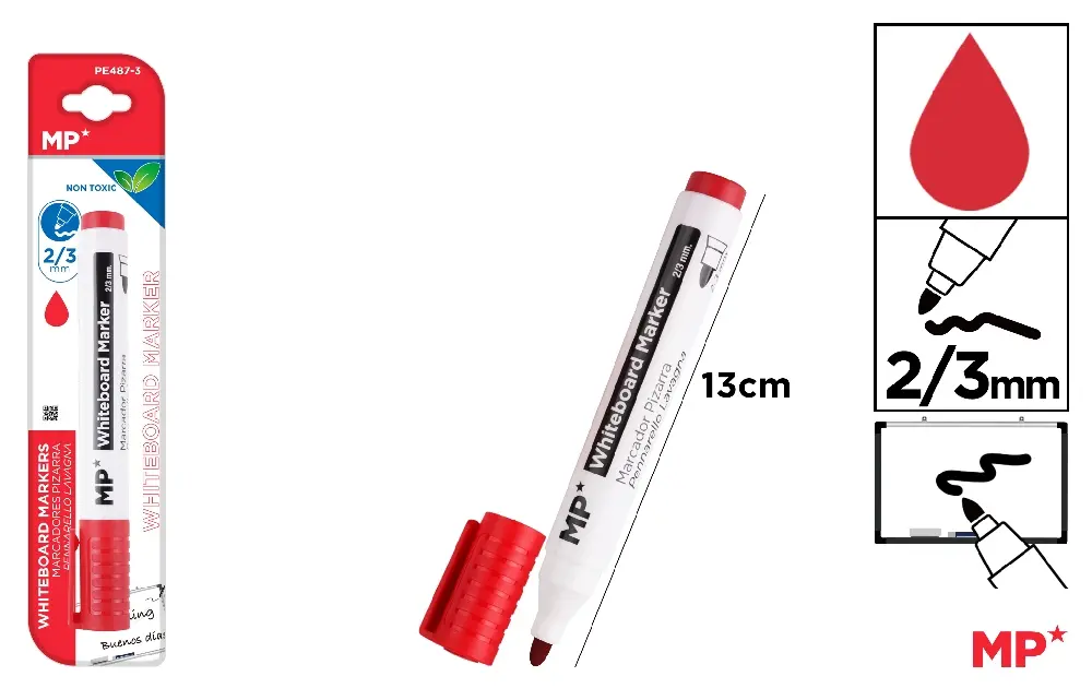 MP PENNARELLO LAVAGNA PUNTA TONDA 2/3MM ROSSO