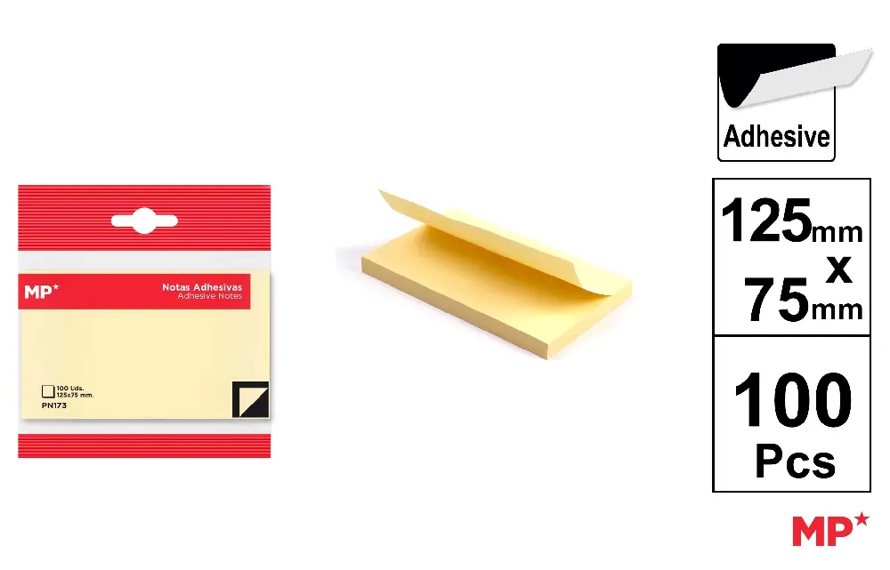 MP NOTE ADESIVE 125X75MM 75G 100F GIALLO CHIARO