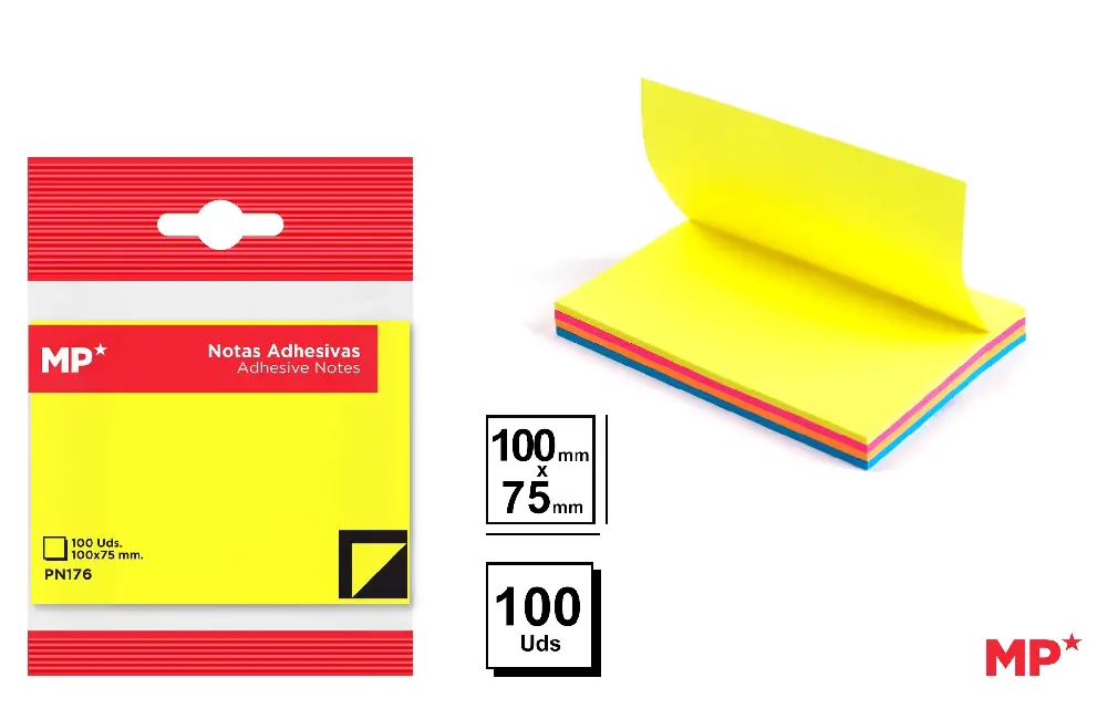 MP NOTE ADESIVE 100X75MM 75G 100F COL. ASS. FLUO