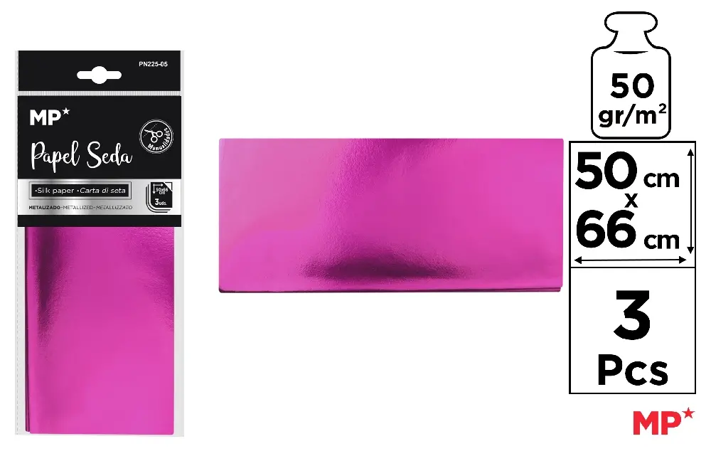 MP CARTA VELINA METAL 60X50CM 17G ROSA