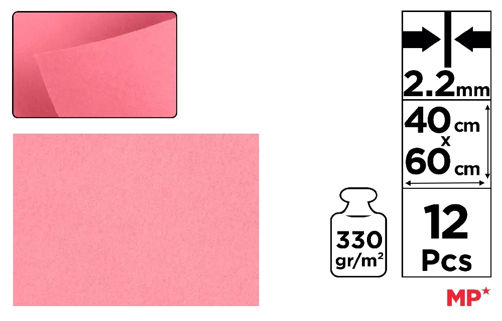 MP FELTRO 60X40CM 330G SP 2.2MM 12F ROSA