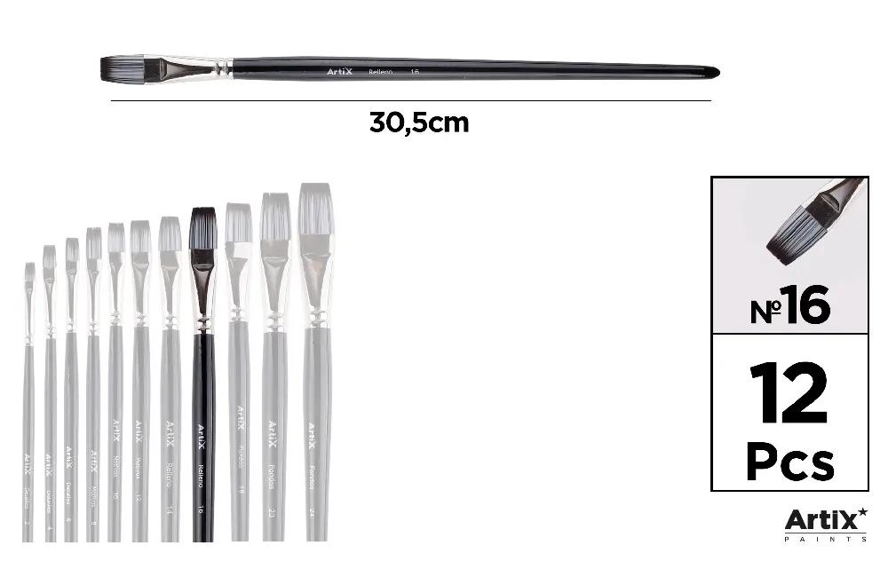 ARTIX PENNELLO PROF PIATTO 16 12PZ NERO