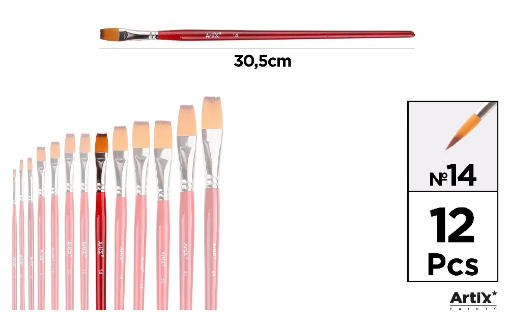 ARTIX PENNELLO PROF PIATTO 14 12PZ ROSSO