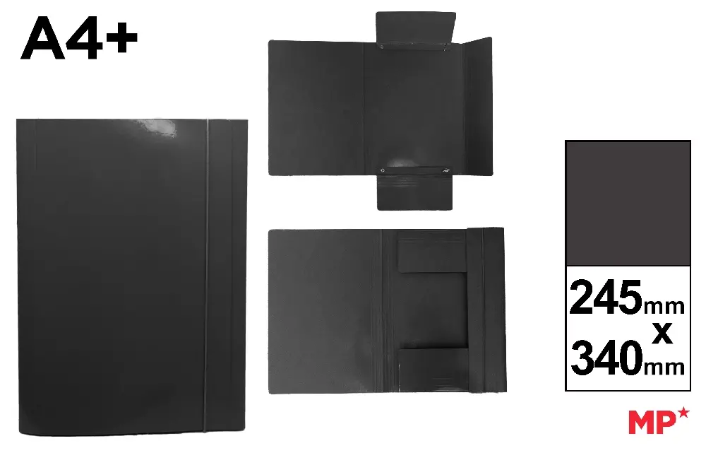 MP CARTELLA 3 LEMBI CON ELASTICO 25x34 NERO