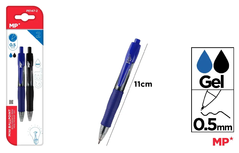 MP PENNA GEL MINI 0.5MM 2PZ B/N