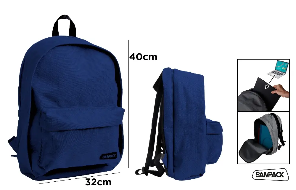 SAMPACK ZAINO SCOLASTICO TELA BLU