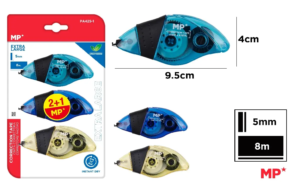 MP CORRETTORE A NASTRO ERGONOMICO 5MM X 8M 3PZ