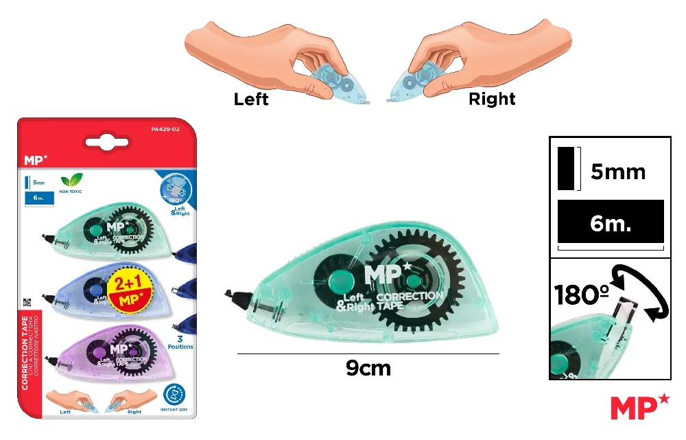 MP CORRETTORE A NASTRO ROTANTE 180° 5MMX6M 3PZ PAS