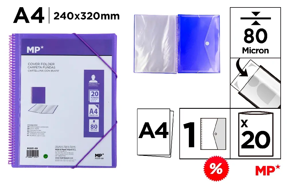 #MP PORTALISTINI SPIRAL TRASLUCIDO A4 20 BUSTE TRA