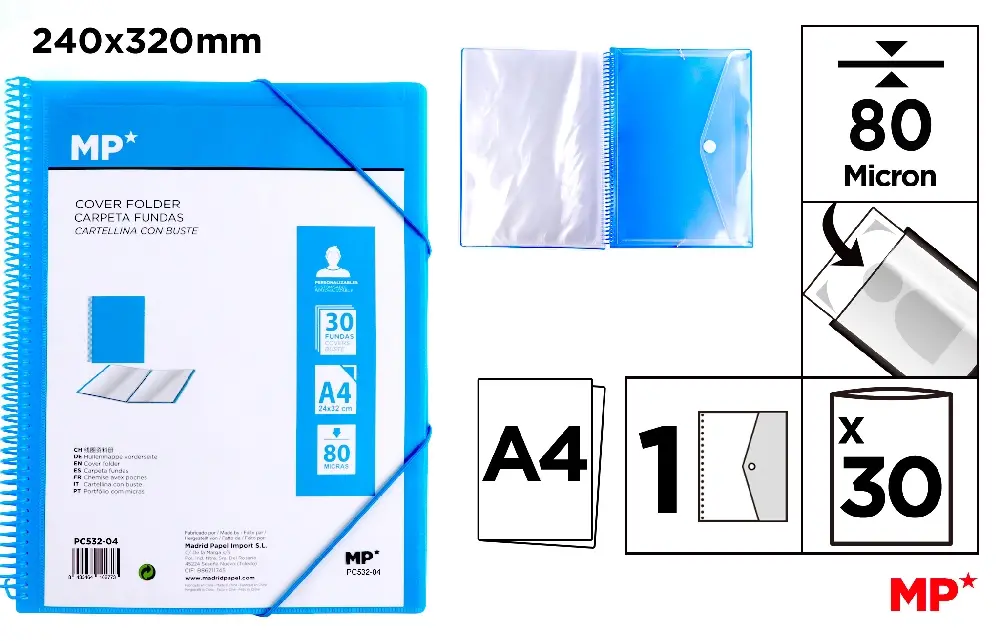 #MP PORTALISTINI SPIRAL TRASLUCIDO A4 30 BUSTE TRA