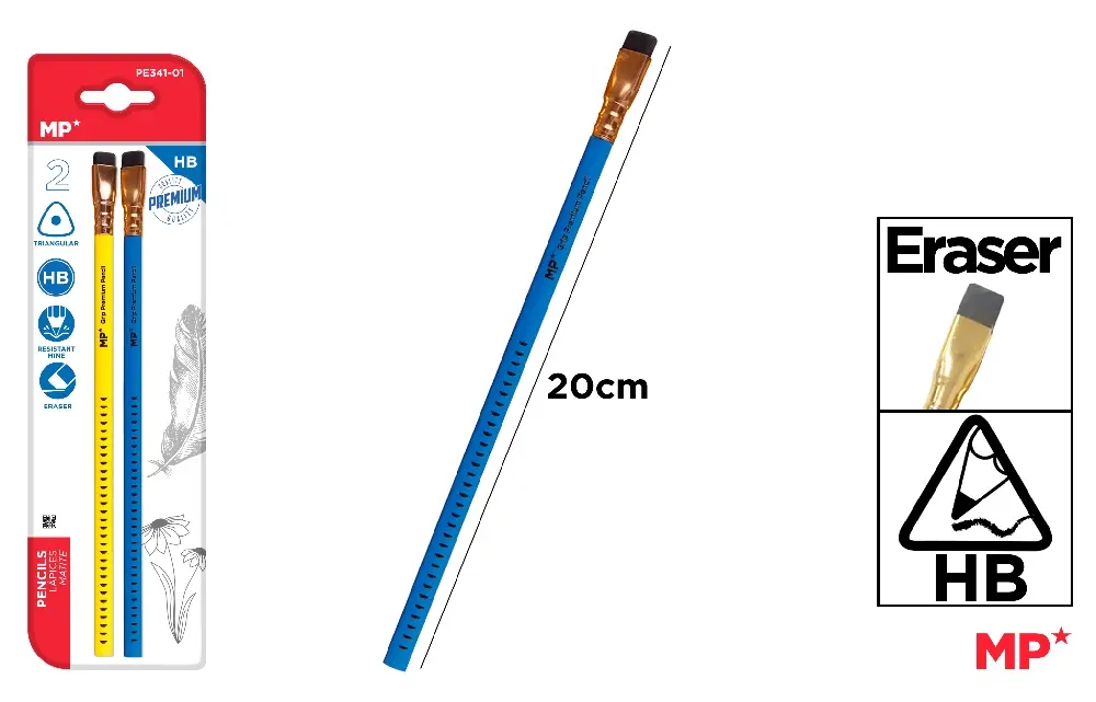 #MP MATITA TRIANGOLARE HB + GOMMINO 2PZ