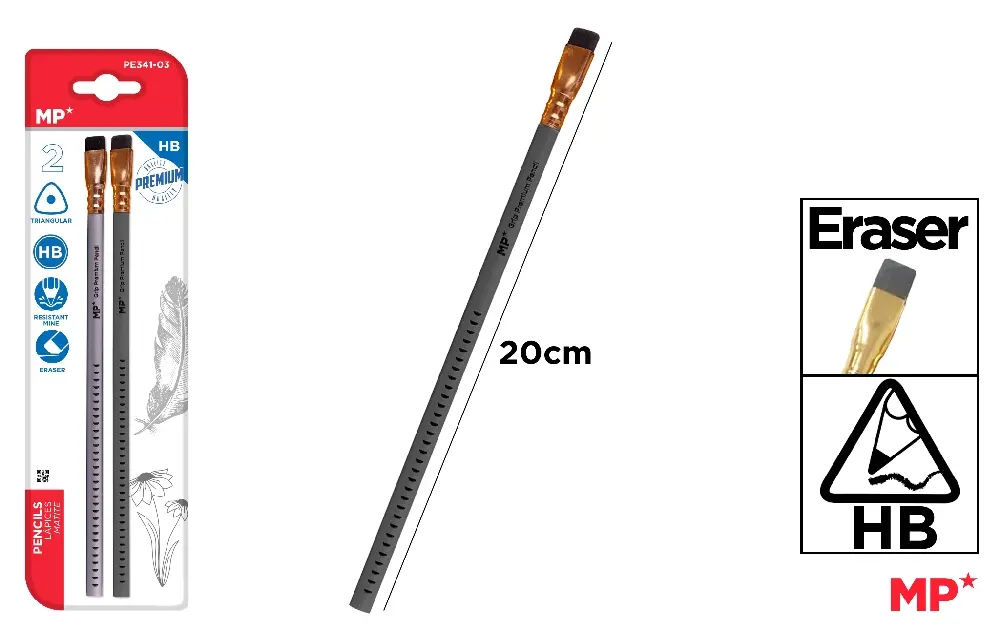 #MP MATITA TRIANGOLARE HB + GOMMINO 2PZ
