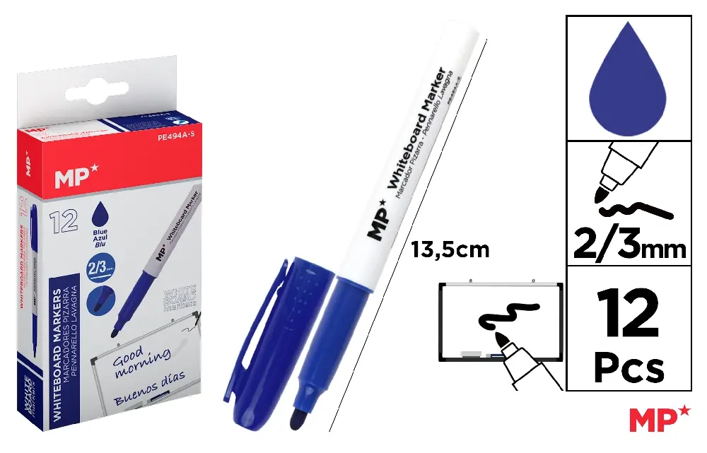 #MP PENNARELLO LAVAGNA PUNTA TONDA 2/3MM BLU