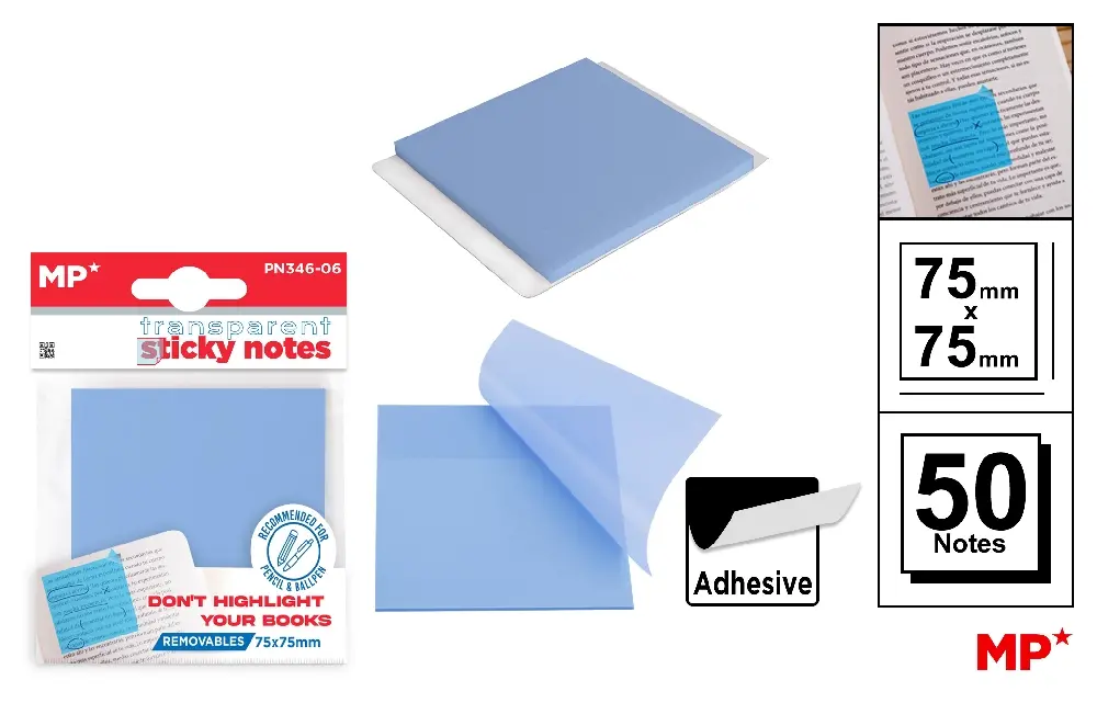 #MP NOTE ADESIVE TRASPARENTI 75X75MM 50F