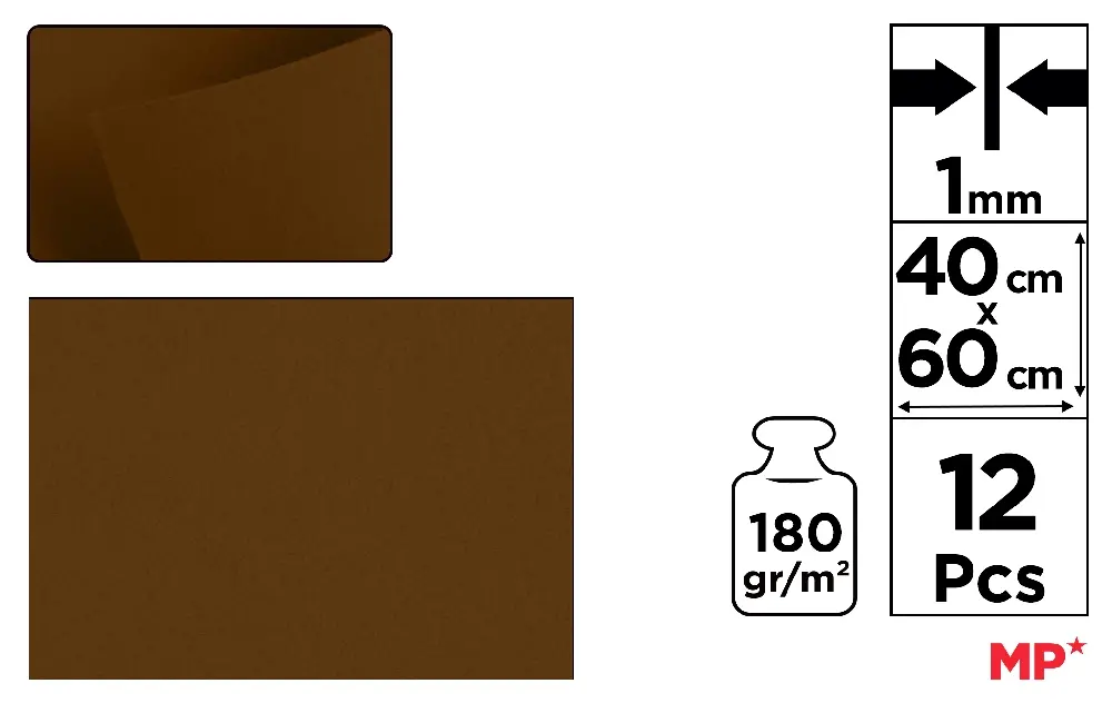 #MP FELTRO 60X40CM 180G 1MM MARRONE