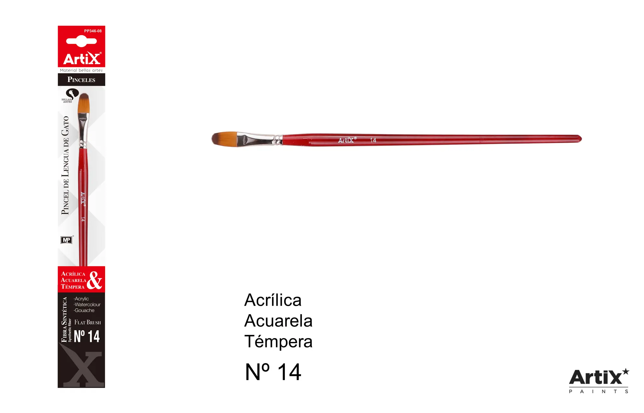 #ARTIX PENNELLO PROF LINGUA GATTO 14 12PZ ROSSO